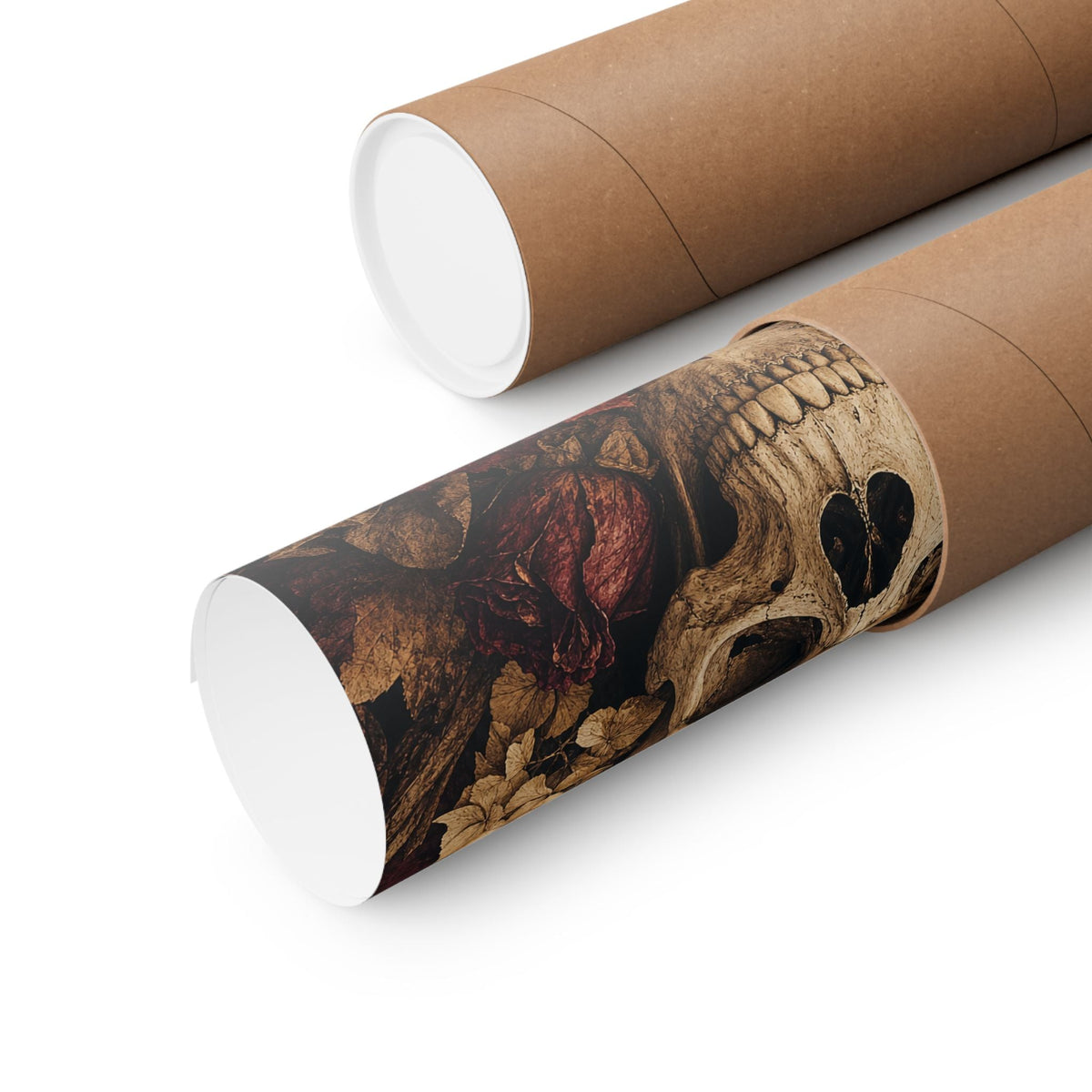 Skull Surrounded By Autumn Leaves - Dark Academia Art Print (Matte Poster) - Moikas