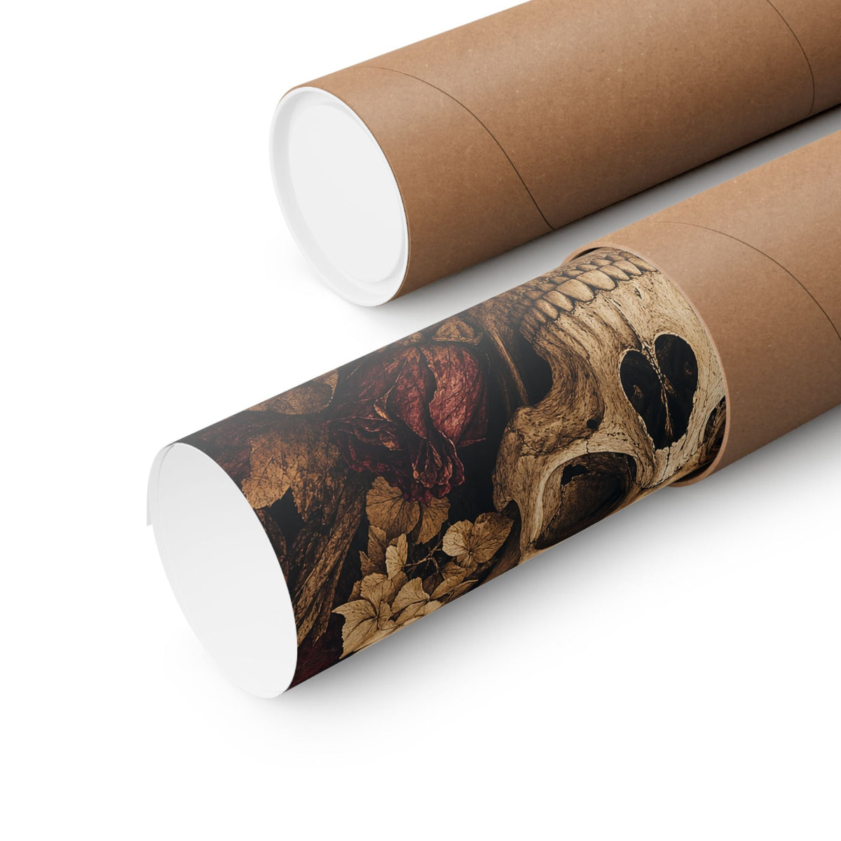 Skull Surrounded By Autumn Leaves - Dark Academia Art Print (Matte Poster) - Moikas
