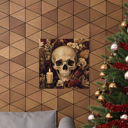 Skull Surrounded By Autumn Leaves - Dark Academia Art Print (Matte Poster) - Moikas