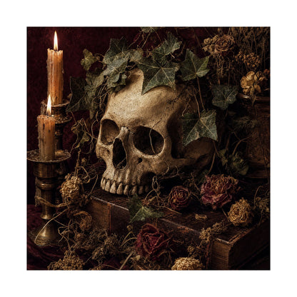Skull With Crown Of Ivy - Dark Academia Art Print (Matte Poster) - Moikas