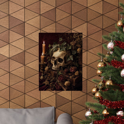 Skull With Crown Of Ivy - Dark Academia Art Print (Matte Poster) - Moikas