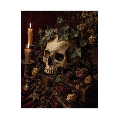 Skull With Crown Of Ivy - Dark Academia Art Print (Matte Poster) - Moikas