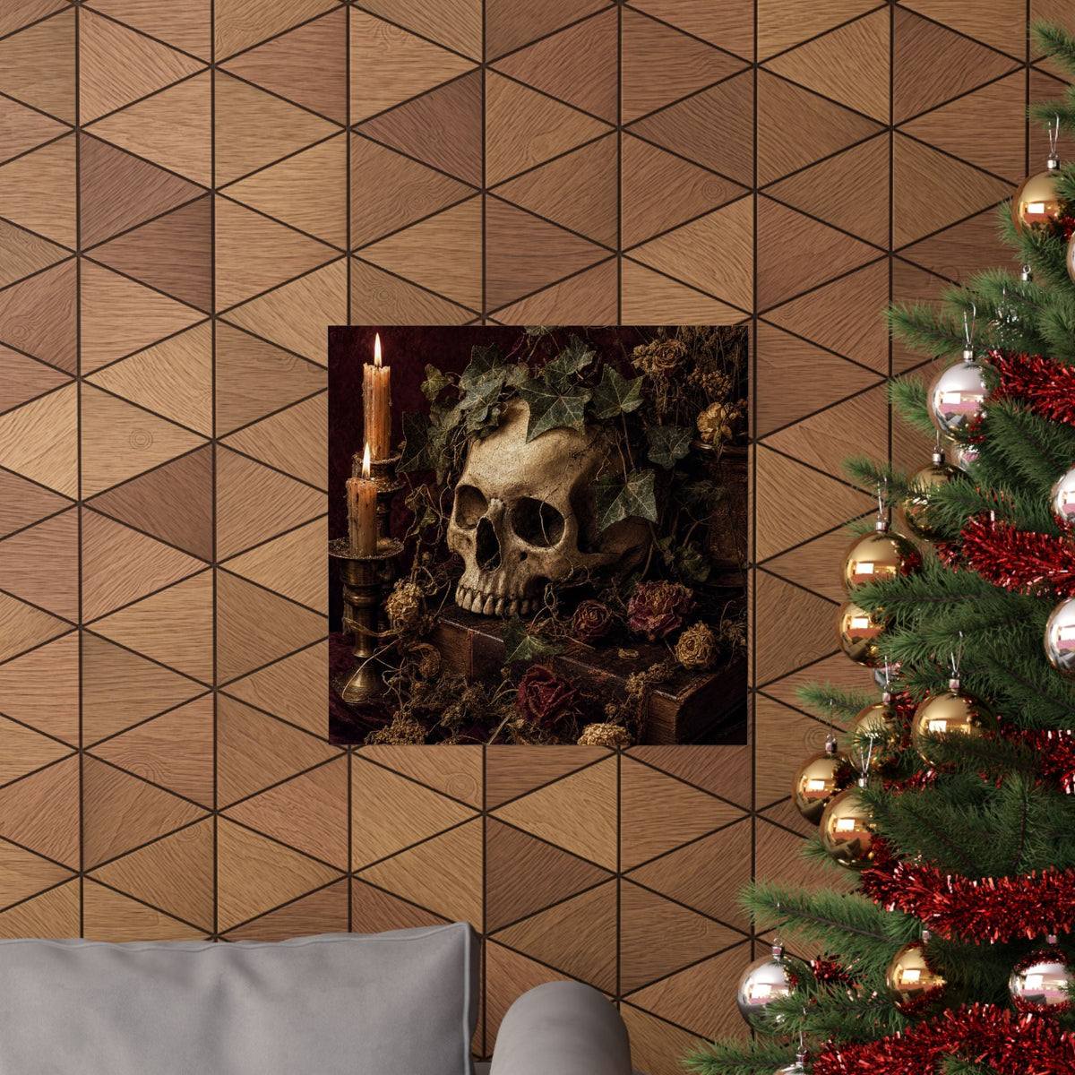 Skull With Crown Of Ivy - Dark Academia Art Print (Matte Poster) - Moikas