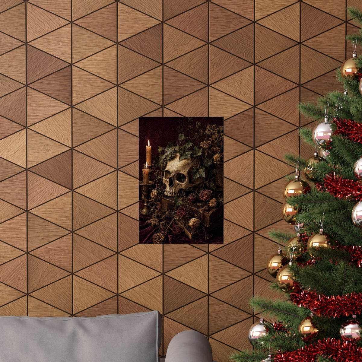 Skull With Crown Of Ivy - Dark Academia Art Print (Matte Poster) - Moikas