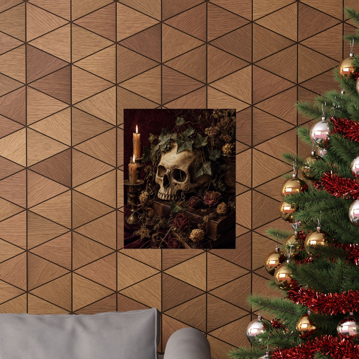 Skull With Crown Of Ivy - Dark Academia Art Print (Matte Poster) - Moikas