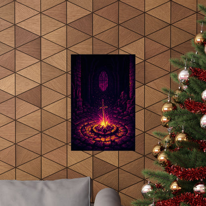 Soulsborne Bonfire In Dark Room - Gaming Culture Art Print (Matte Poster) - Moikas