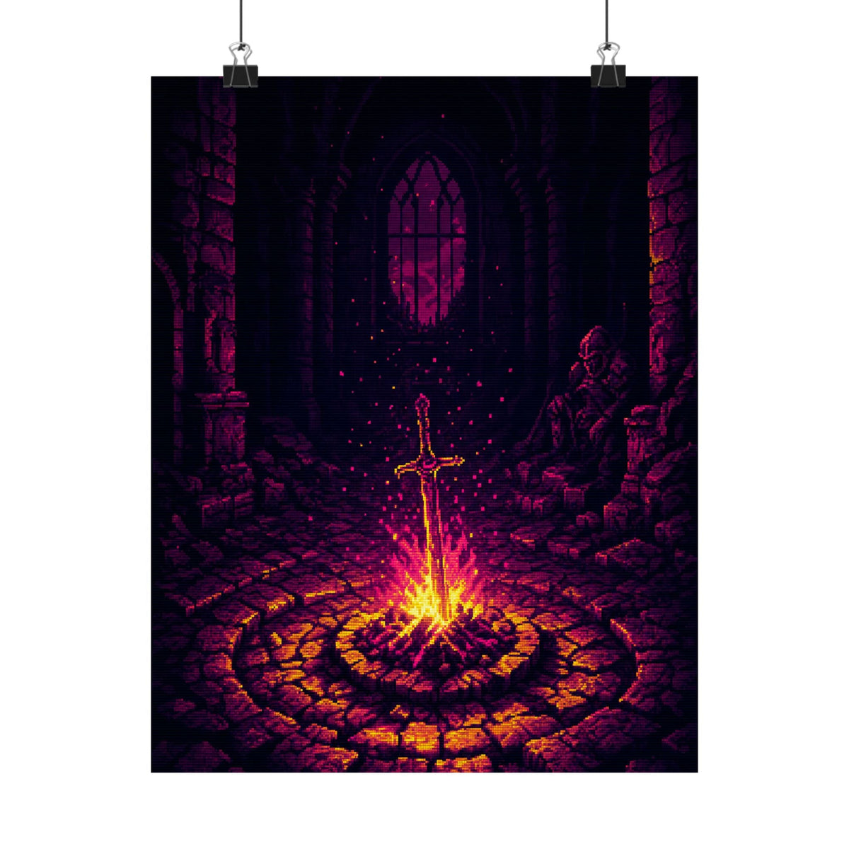 Soulsborne Bonfire In Dark Room - Gaming Culture Art Print (Matte Poster) - Moikas