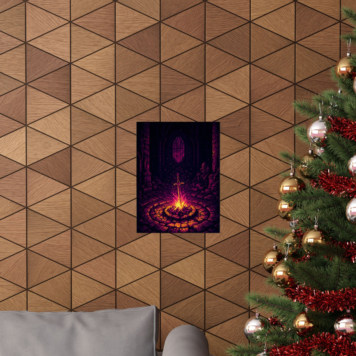 Soulsborne Bonfire In Dark Room - Gaming Culture Art Print (Matte Poster) - Moikas