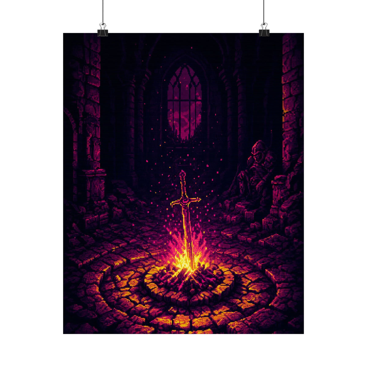 Soulsborne Bonfire In Dark Room - Gaming Culture Art Print (Matte Poster) - Moikas