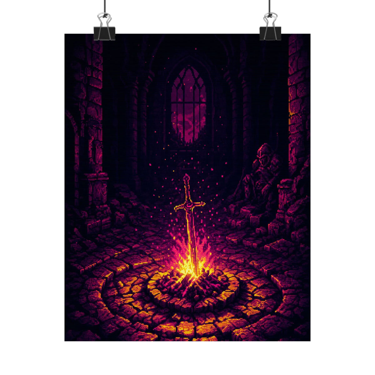 Soulsborne Bonfire In Dark Room - Gaming Culture Art Print (Matte Poster) - Moikas