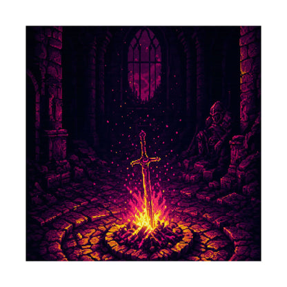 Soulsborne Bonfire In Dark Room - Gaming Culture Art Print (Matte Poster) - Moikas