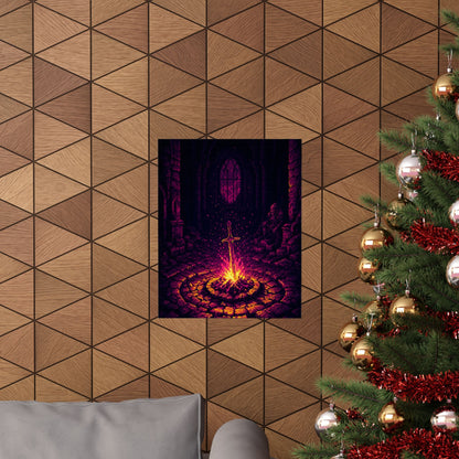 Soulsborne Bonfire In Dark Room - Gaming Culture Art Print (Matte Poster) - Moikas