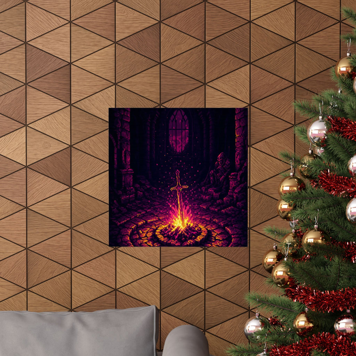 Soulsborne Bonfire In Dark Room - Gaming Culture Art Print (Matte Poster) - Moikas