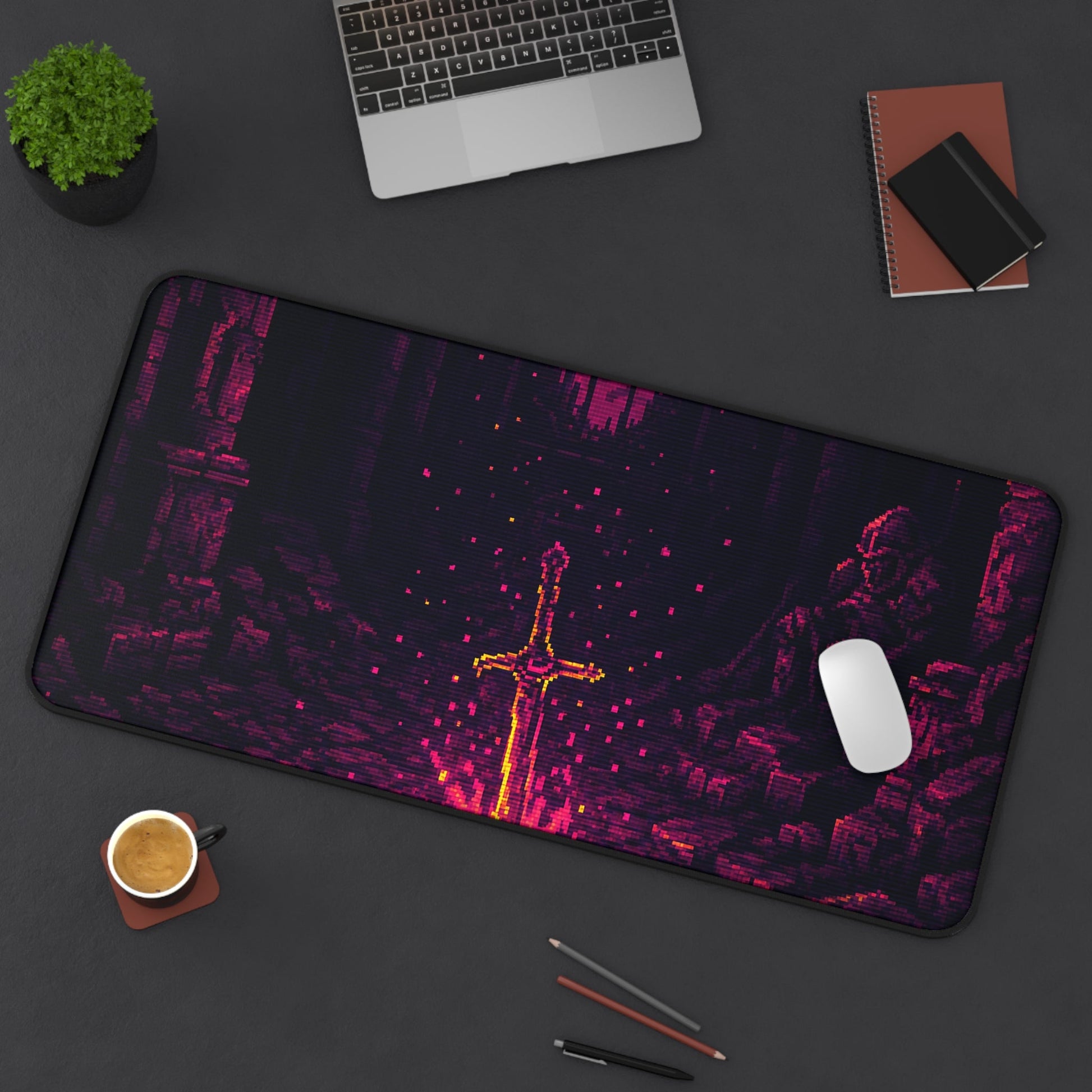 Soulsborne Bonfire In Dark Room - Gaming Culture Gaming Desk Mat - Moikas