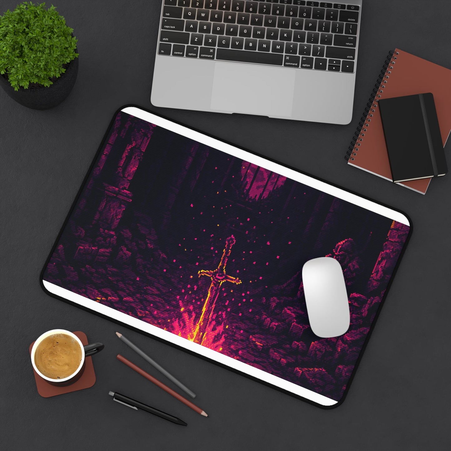 Soulsborne Bonfire In Dark Room - Gaming Culture Gaming Desk Mat - Moikas