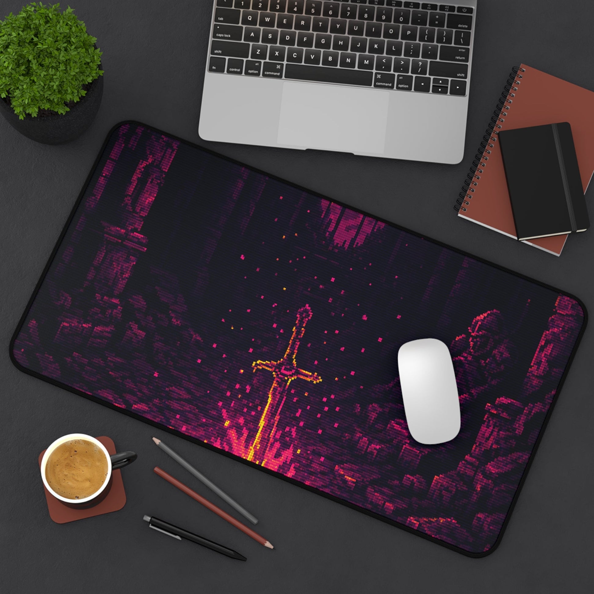 Soulsborne Bonfire In Dark Room - Gaming Culture Gaming Desk Mat - Moikas