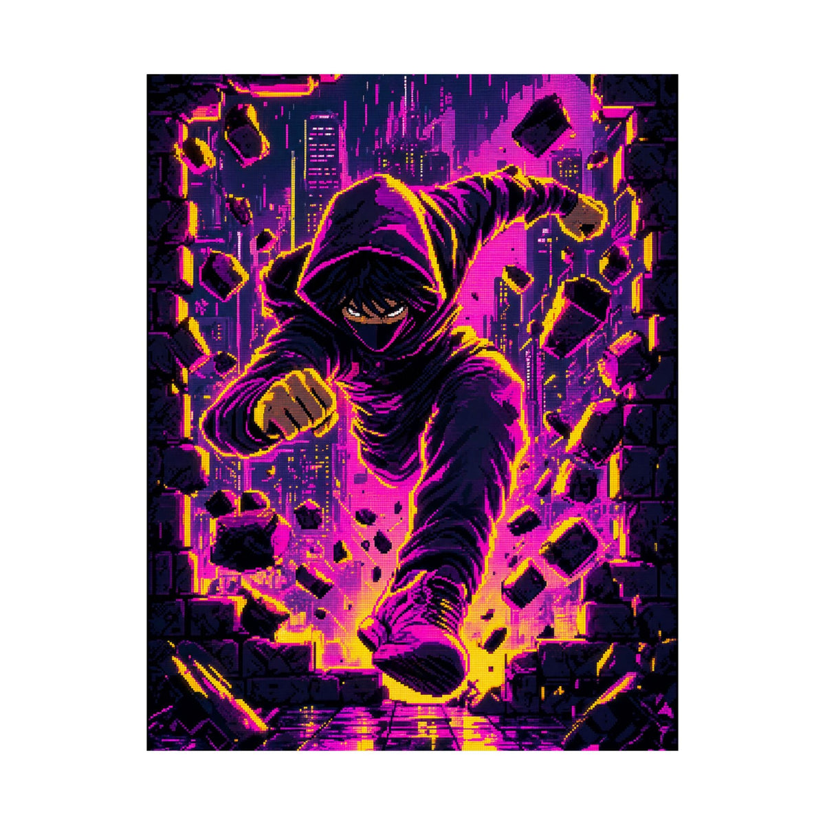 Speedrunner Breaking Through Wall - Gaming Culture Art Print (Matte Poster) - Moikas