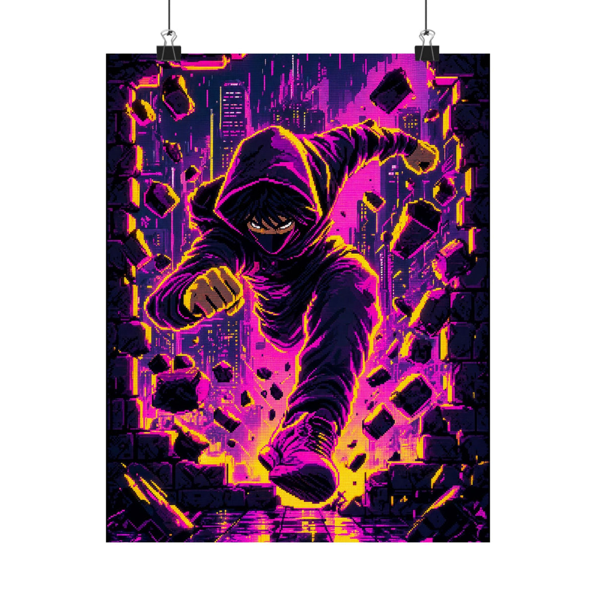 Speedrunner Breaking Through Wall - Gaming Culture Art Print (Matte Poster) - Moikas