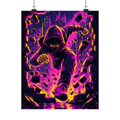 Speedrunner Breaking Through Wall - Gaming Culture Art Print (Matte Poster) - Moikas