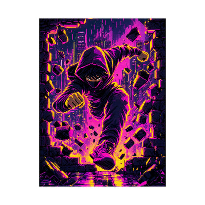 Speedrunner Breaking Through Wall - Gaming Culture Art Print (Matte Poster) - Moikas
