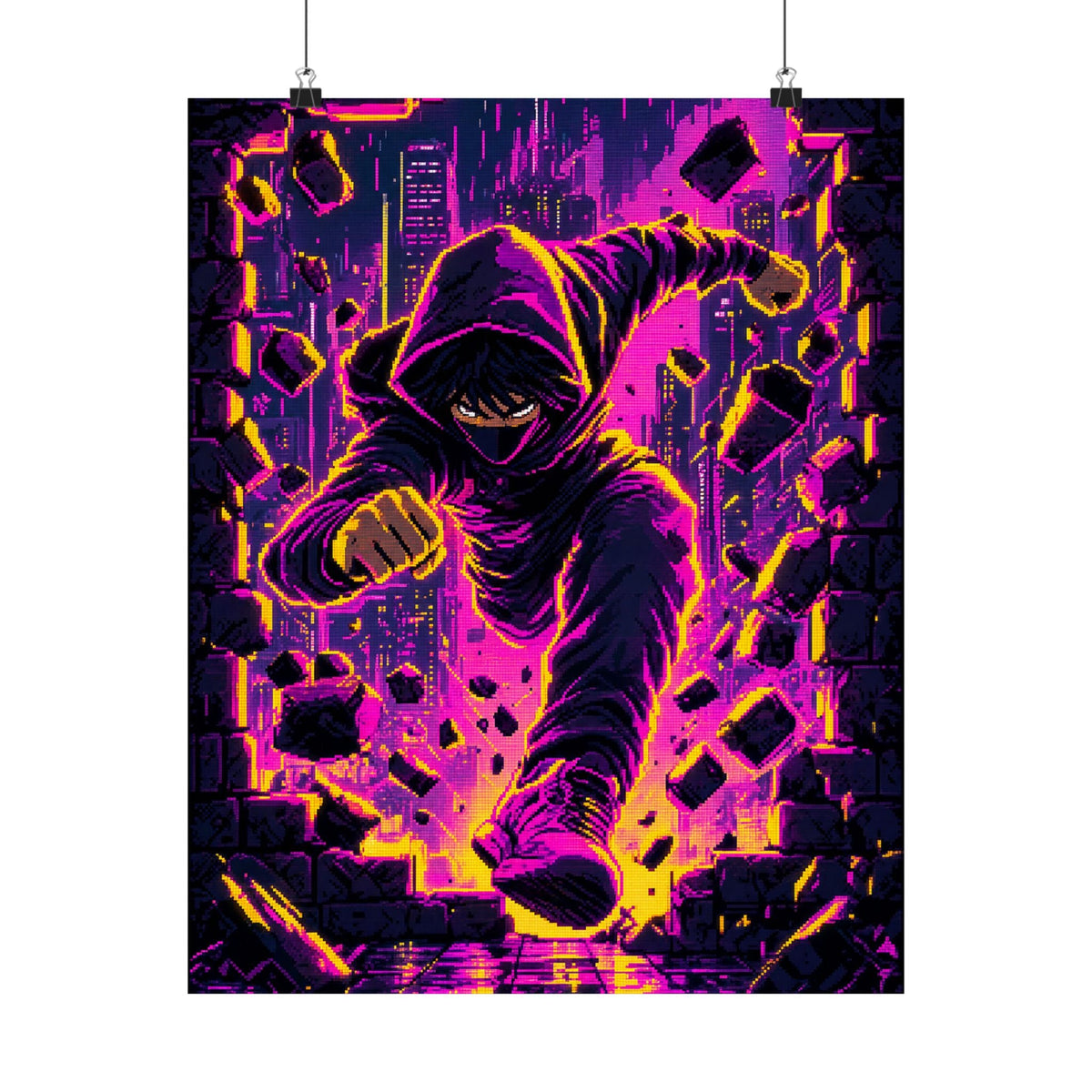 Speedrunner Breaking Through Wall - Gaming Culture Art Print (Matte Poster) - Moikas