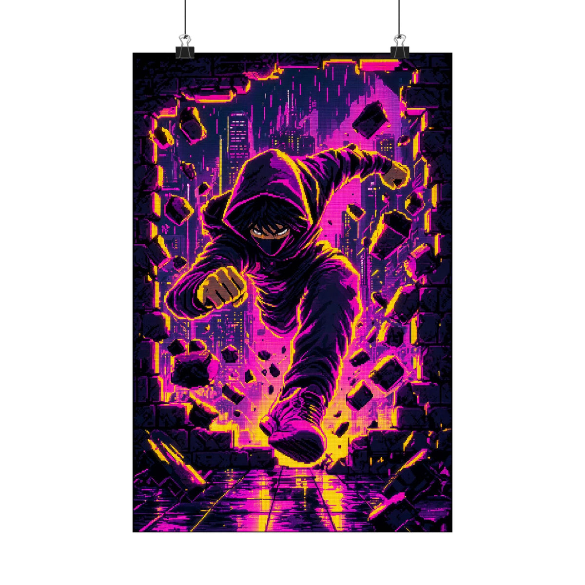 Speedrunner Breaking Through Wall - Gaming Culture Art Print (Matte Poster) - Moikas