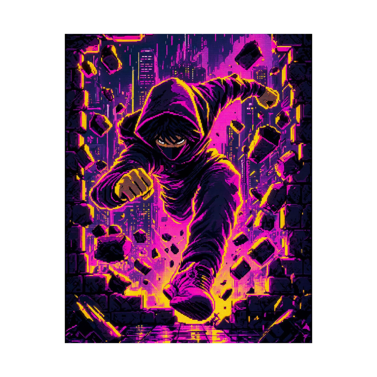 Speedrunner Breaking Through Wall - Gaming Culture Art Print (Matte Poster) - Moikas