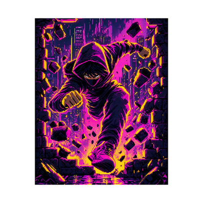 Speedrunner Breaking Through Wall - Gaming Culture Art Print (Matte Poster) - Moikas