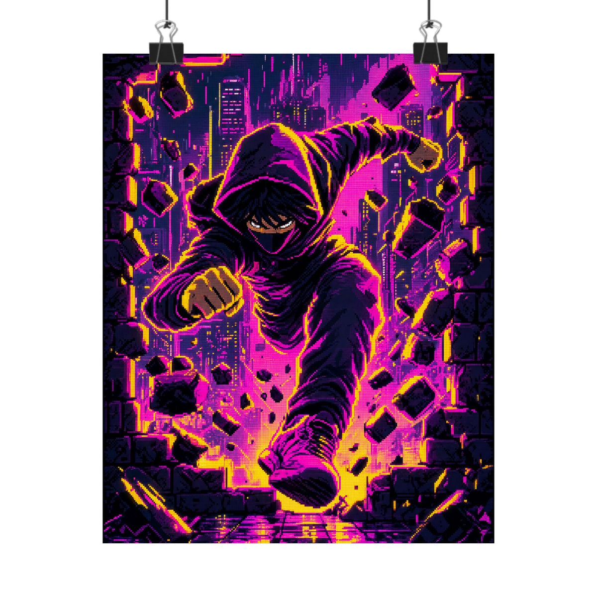 Speedrunner Breaking Through Wall - Gaming Culture Art Print (Matte Poster) - Moikas