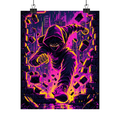Speedrunner Breaking Through Wall - Gaming Culture Art Print (Matte Poster) - Moikas
