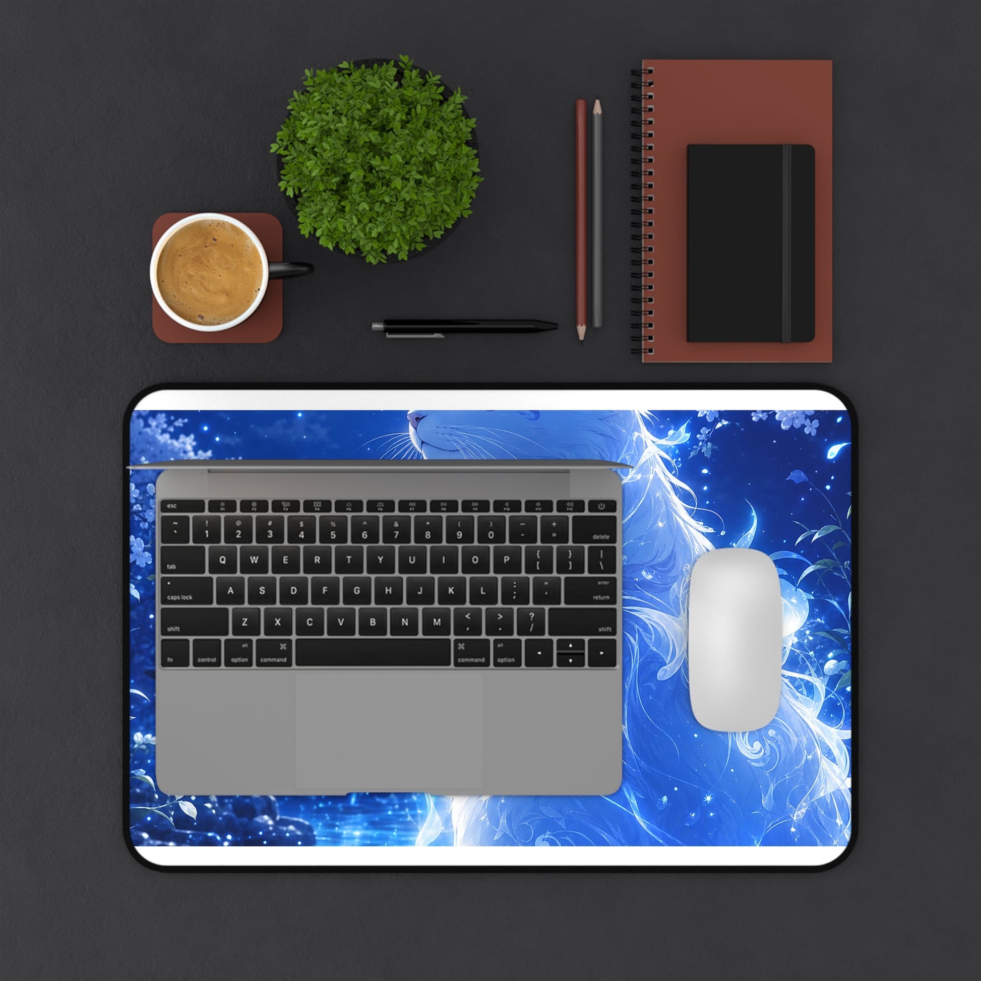 Spirit Cat In Moonlit Garden - Anime Manga Gaming Desk Mat - Moikas