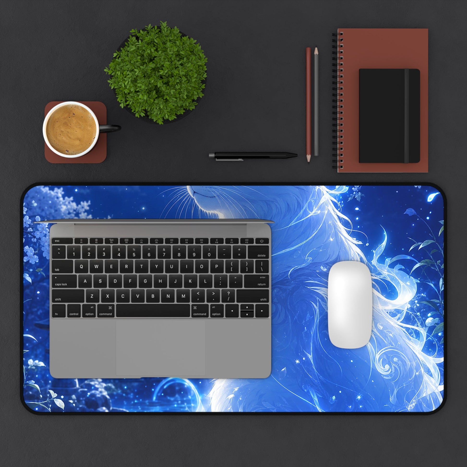 Spirit Cat In Moonlit Garden - Anime Manga Gaming Desk Mat - Moikas
