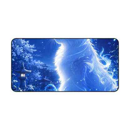 Spirit Cat In Moonlit Garden - Anime Manga Gaming Desk Mat - Moikas