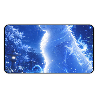 Spirit Cat In Moonlit Garden - Anime Manga Gaming Desk Mat - Moikas