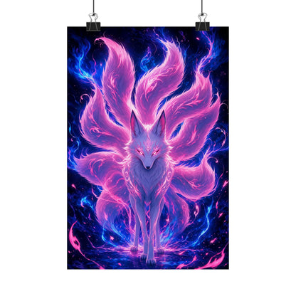 Spirit Fox With Nine Tails - Anime Manga Art Print (Matte Poster) - Moikas