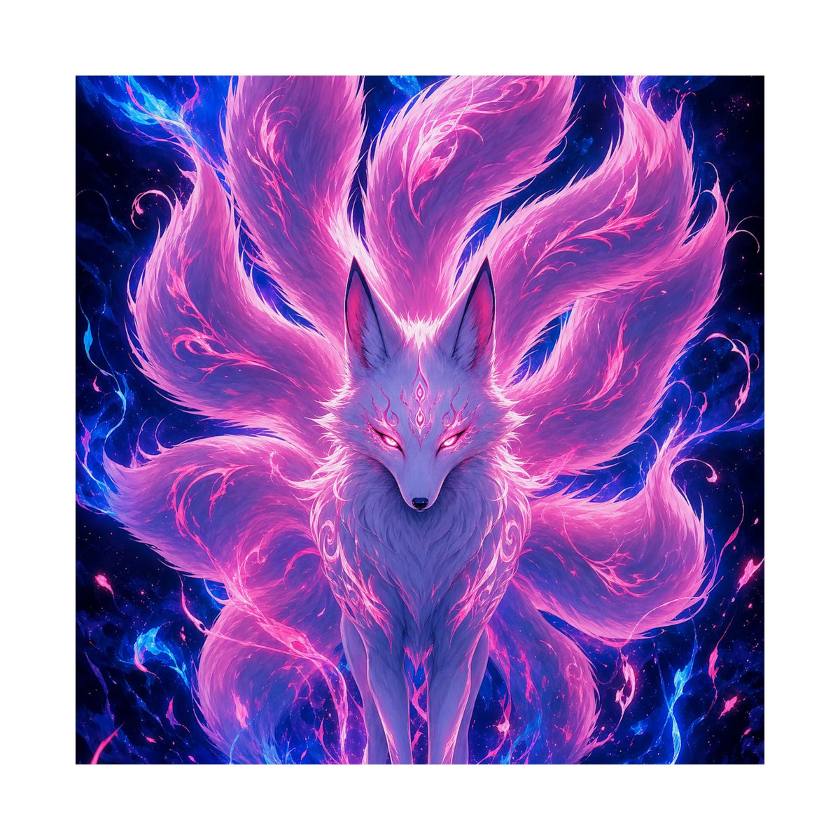 Spirit Fox With Nine Tails - Anime Manga Art Print (Matte Poster) - Moikas