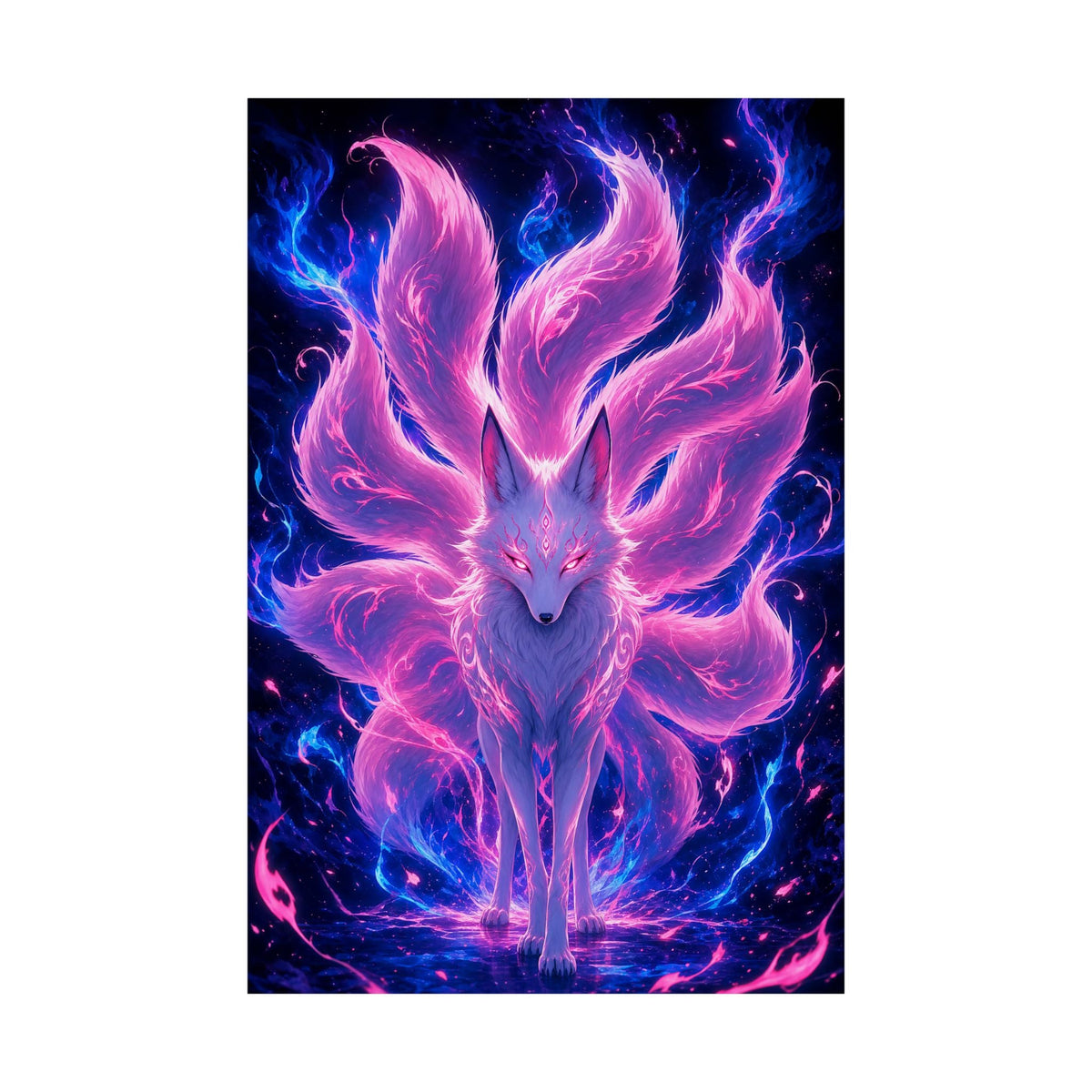 Spirit Fox With Nine Tails - Anime Manga Art Print (Matte Poster) - Moikas