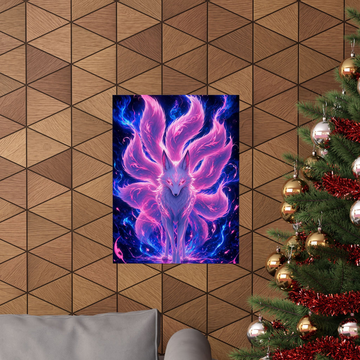 Spirit Fox With Nine Tails - Anime Manga Art Print (Matte Poster) - Moikas