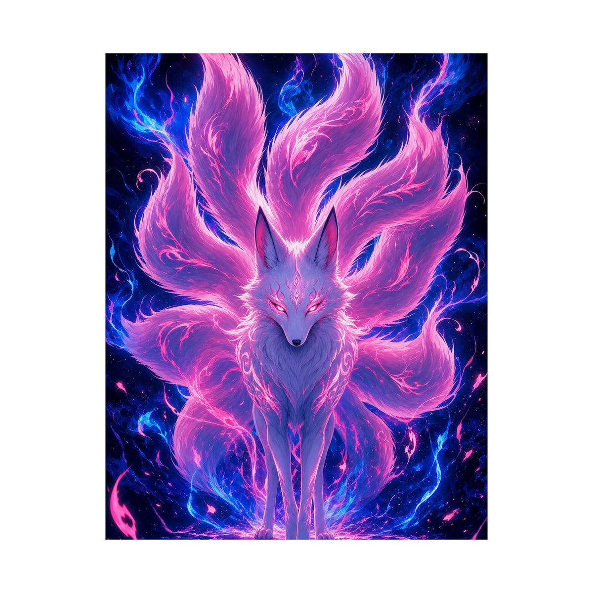 Spirit Fox With Nine Tails - Anime Manga Art Print (Matte Poster) - Moikas