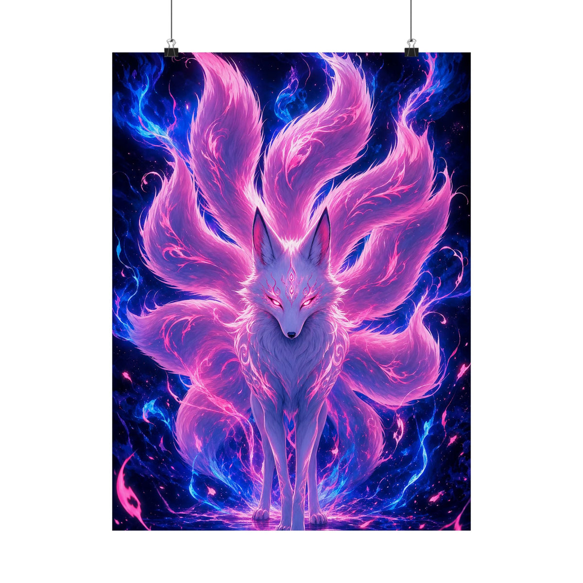 Spirit Fox With Nine Tails - Anime Manga Art Print (Matte Poster) - Moikas