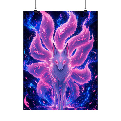 Spirit Fox With Nine Tails - Anime Manga Art Print (Matte Poster) - Moikas