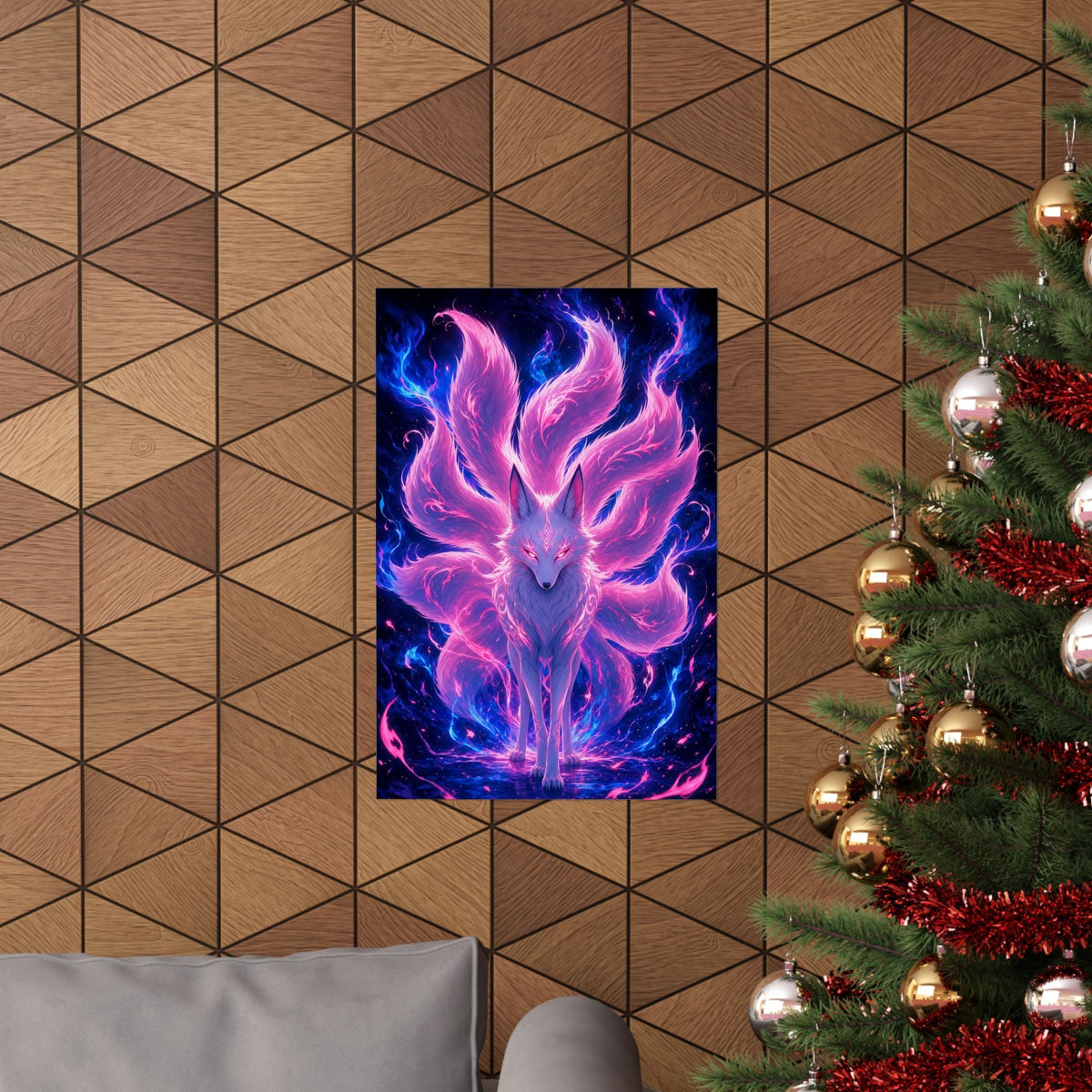 Spirit Fox With Nine Tails - Anime Manga Art Print (Matte Poster) - Moikas