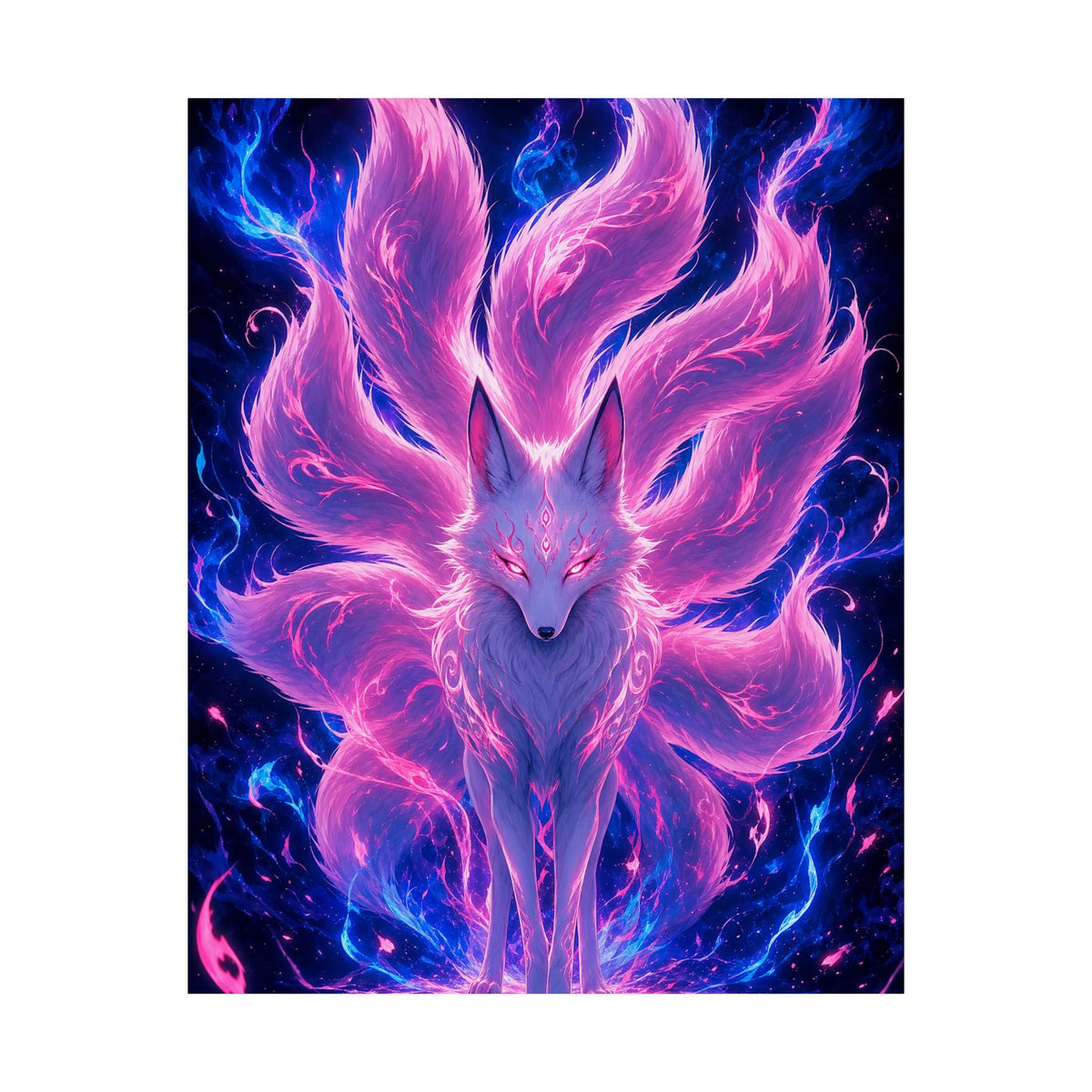 Spirit Fox With Nine Tails - Anime Manga Art Print (Matte Poster) - Moikas
