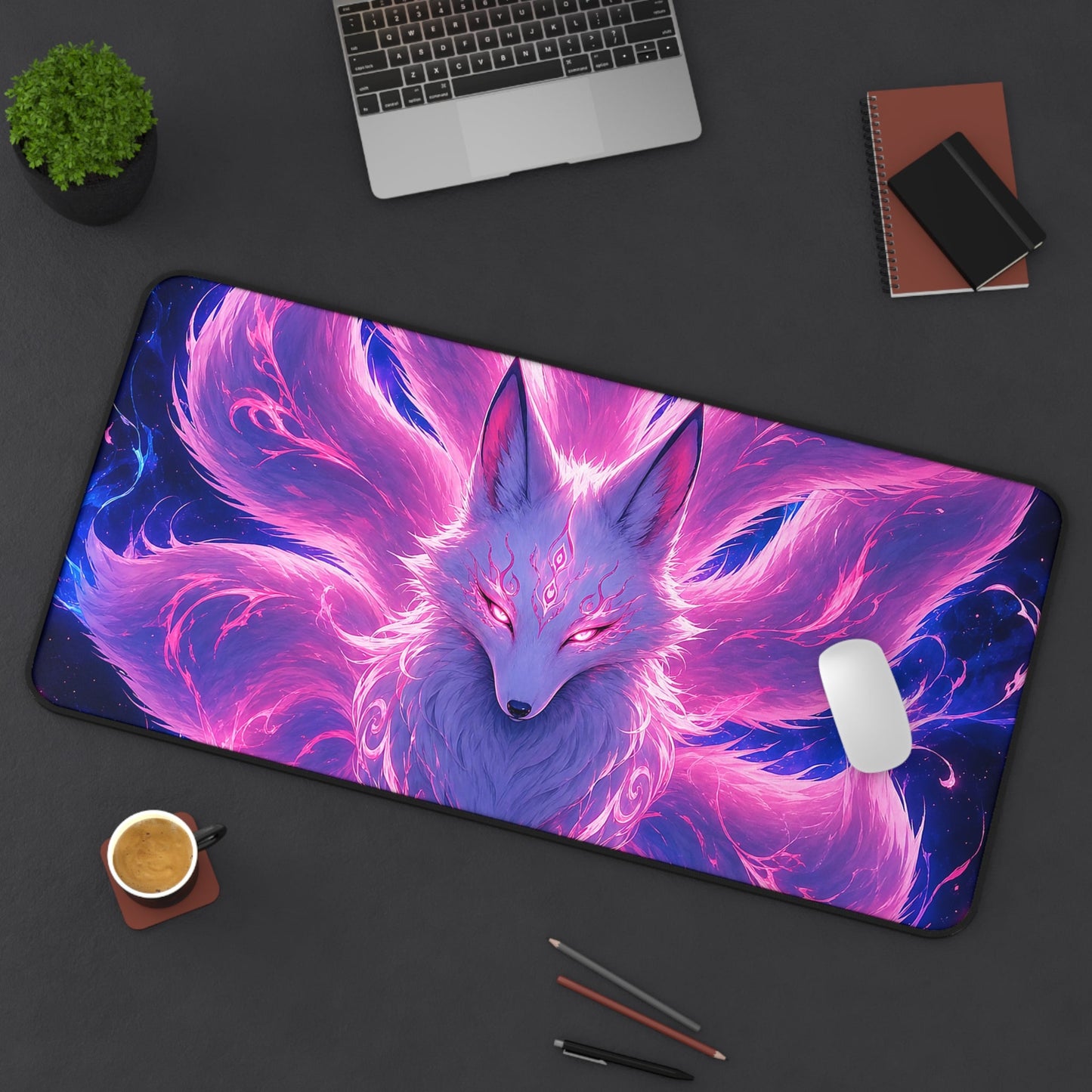 Spirit Fox With Nine Tails - Anime Manga Gaming Desk Mat - Moikas