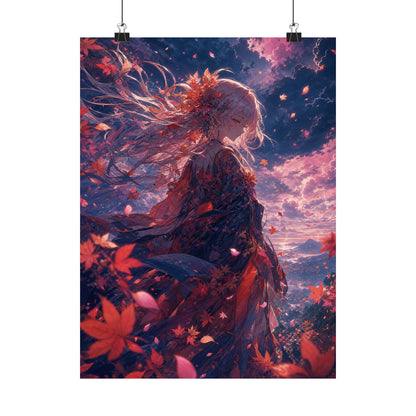 Spirit Of Autumn Leaves - Anime Manga Art Print (Matte Poster) - Moikas