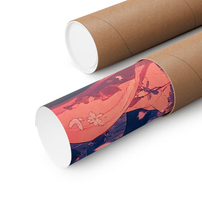 Street Festival With Paper Lanterns - Anime Manga Art Print (Matte Poster) - Moikas