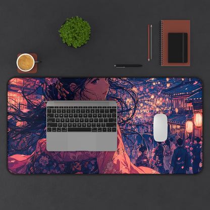 Street Festival With Paper Lanterns - Anime Manga Gaming Desk Mat - Moikas