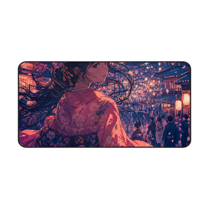 Street Festival With Paper Lanterns - Anime Manga Gaming Desk Mat - Moikas