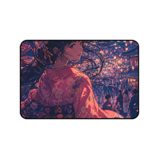 Street Festival With Paper Lanterns - Anime Manga Gaming Desk Mat - Moikas