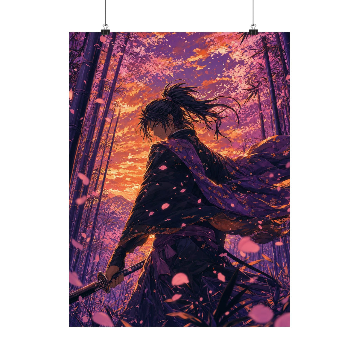 Swordsmin Bamboo Grove - Anime Manga Art Print (Matte Poster) - Moikas